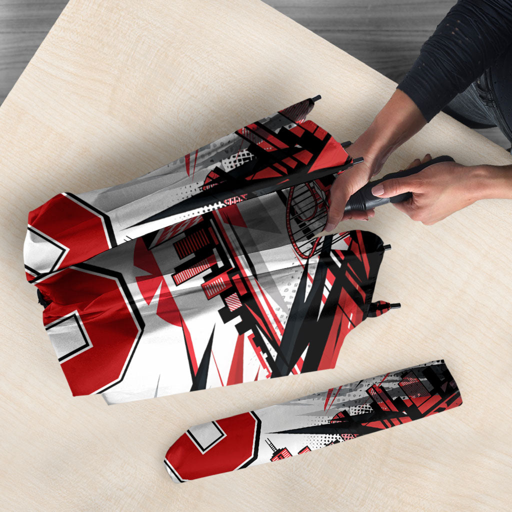 Personalised St Kilda Saints Fan Pride Umbrella Crusader Mascot Graphic Art With Melbourne City Skyline