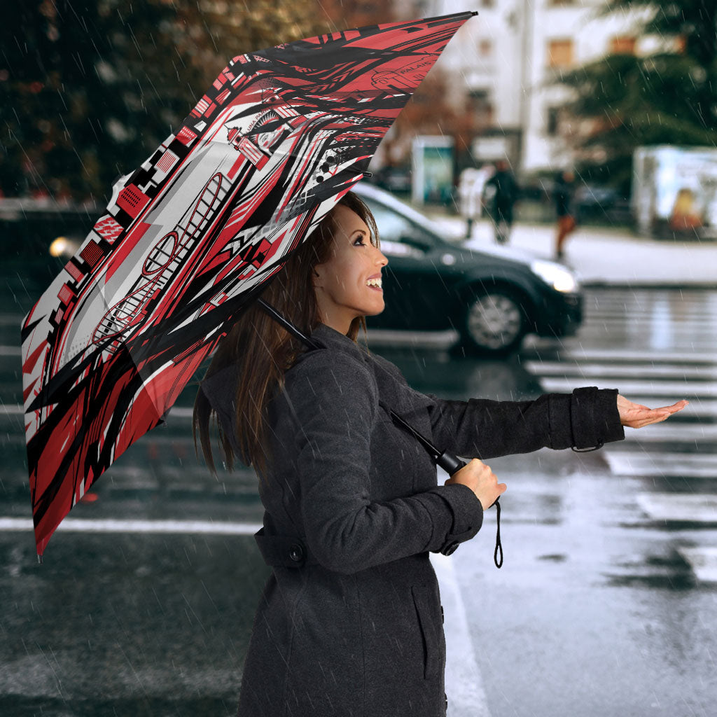 Personalised St Kilda Saints Fan Pride Umbrella Crusader Mascot Graphic Art With Melbourne City Skyline
