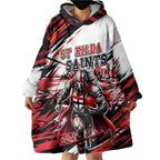 Personalised St Kilda Saints Fan Pride Wearable Blanket Hoodie Crusader Mascot Graphic Art With Melbourne City Skyline