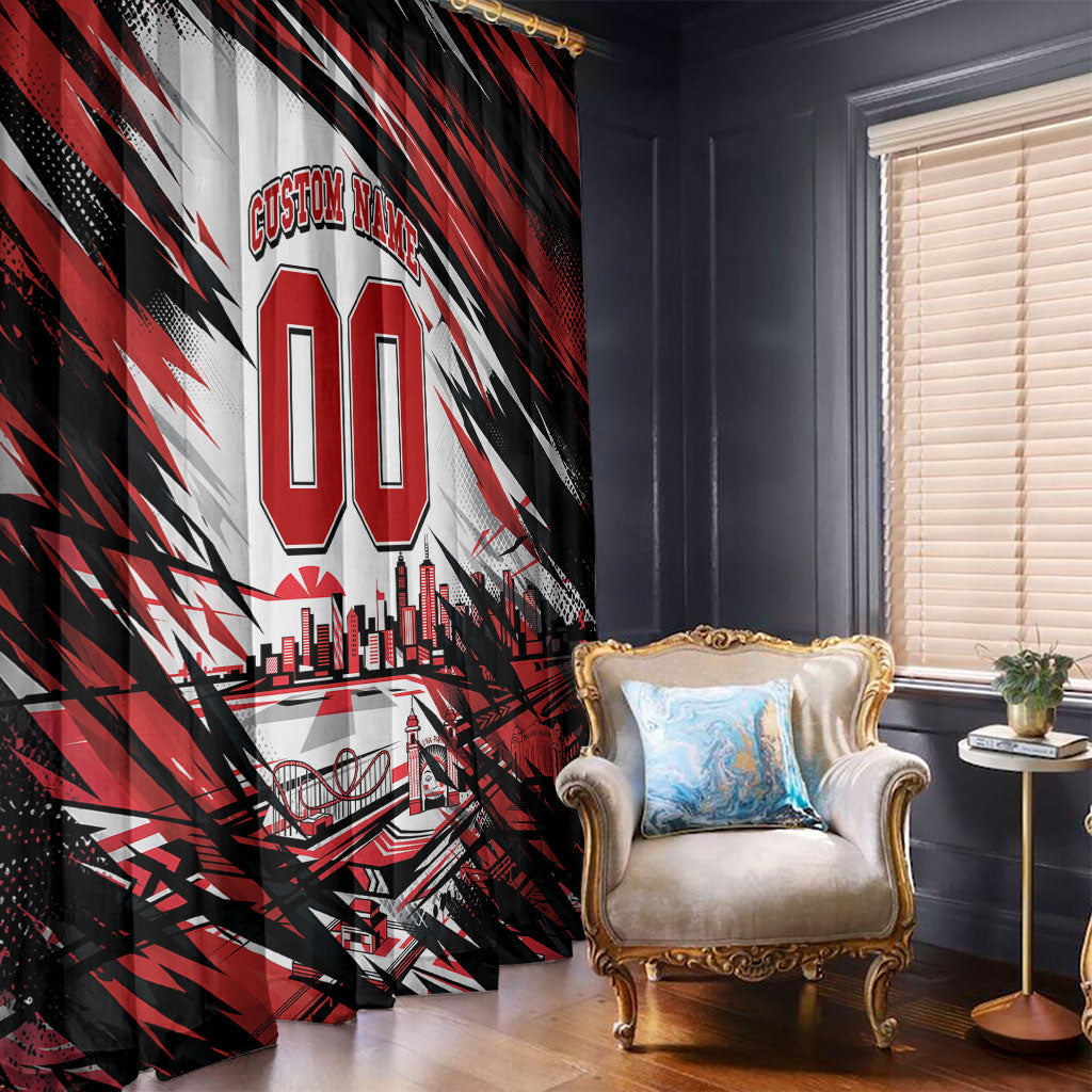Personalised St Kilda Saints Fan Pride Window Curtain Crusader Mascot Graphic Art With Melbourne City Skyline