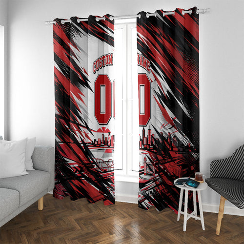 Personalised St Kilda Saints Fan Pride Window Curtain Crusader Mascot Graphic Art With Melbourne City Skyline