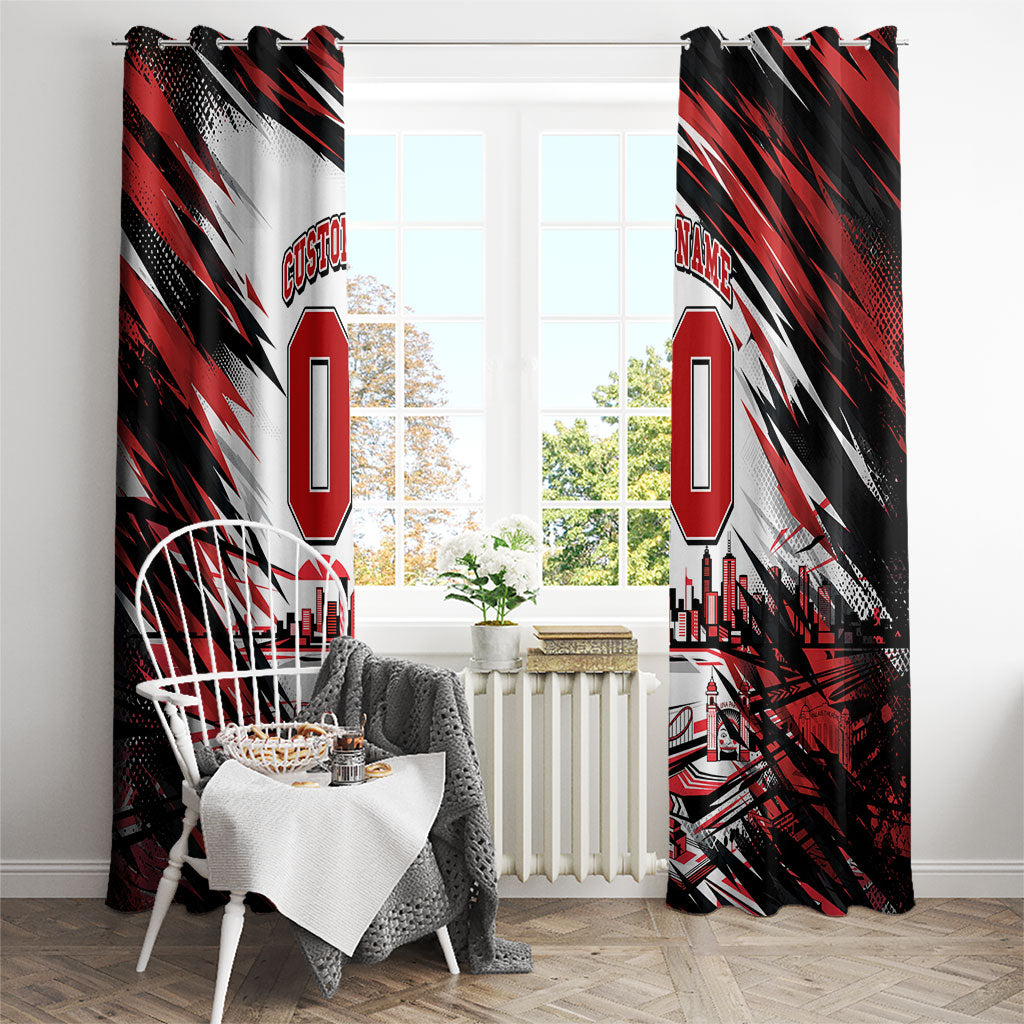 Personalised St Kilda Saints Fan Pride Window Curtain Crusader Mascot Graphic Art With Melbourne City Skyline