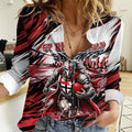 Personalised St Kilda Saints Fan Pride Women Casual Shirt Crusader Mascot Graphic Art With Melbourne City Skyline