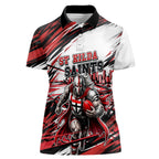 Personalised St Kilda Saints Fan Pride Women Polo Shirt Crusader Mascot Graphic Art With Melbourne City Skyline
