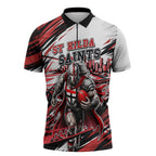 Personalised St Kilda Saints Fan Pride Zipper Polo Shirt Crusader Mascot Graphic Art With Melbourne City Skyline