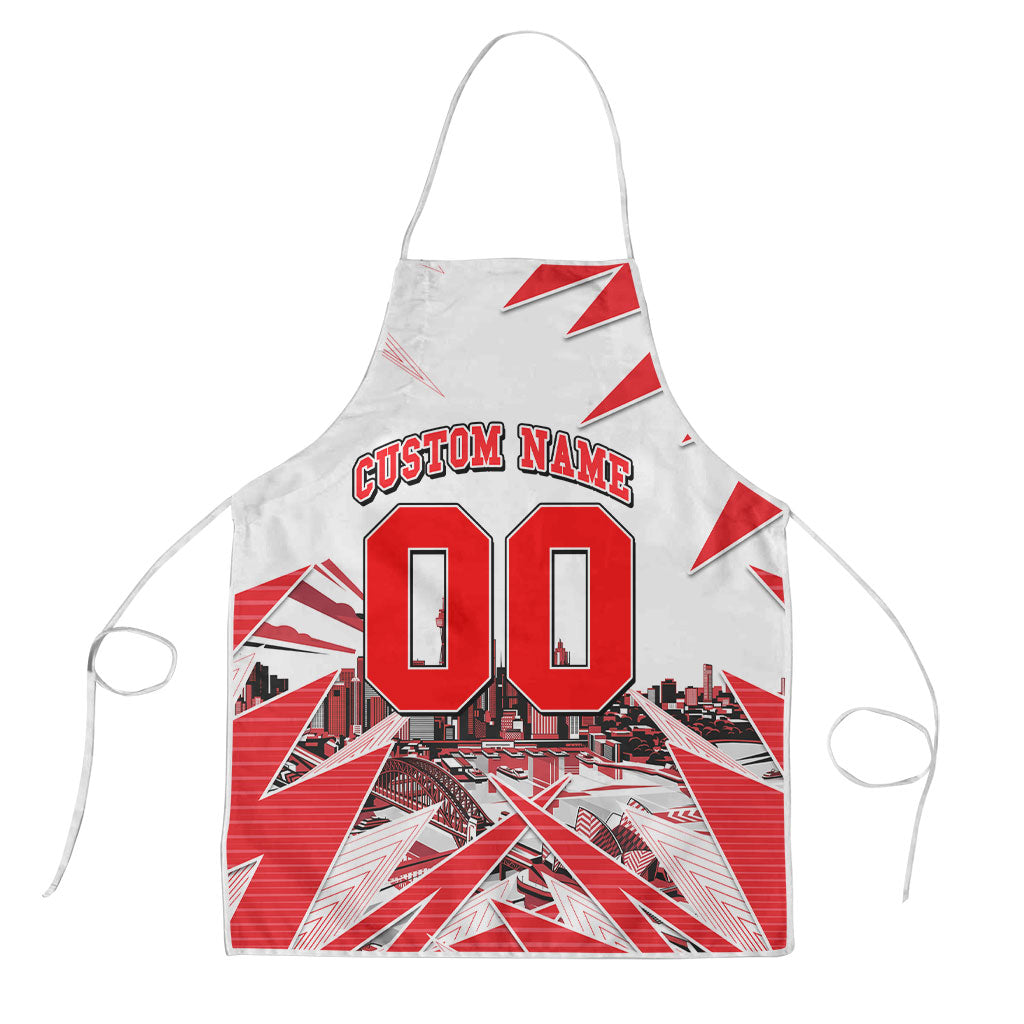 Personalised Sydney Swans Fan Pride Apron Fierce Swan Mascot Graphic Art With Sydney City Skyline