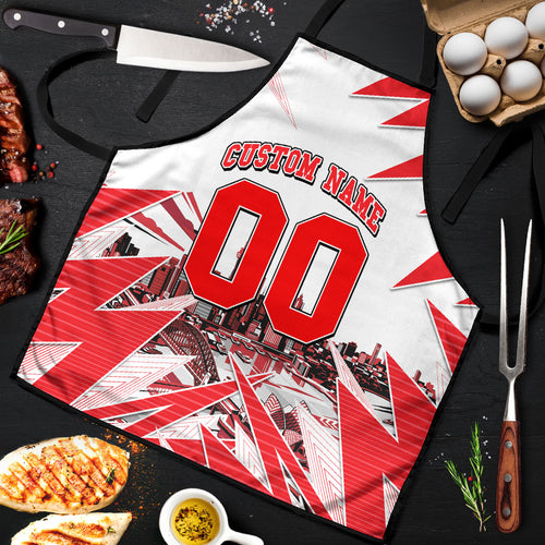 Personalised Sydney Swans Fan Pride Apron Fierce Swan Mascot Graphic Art With Sydney City Skyline