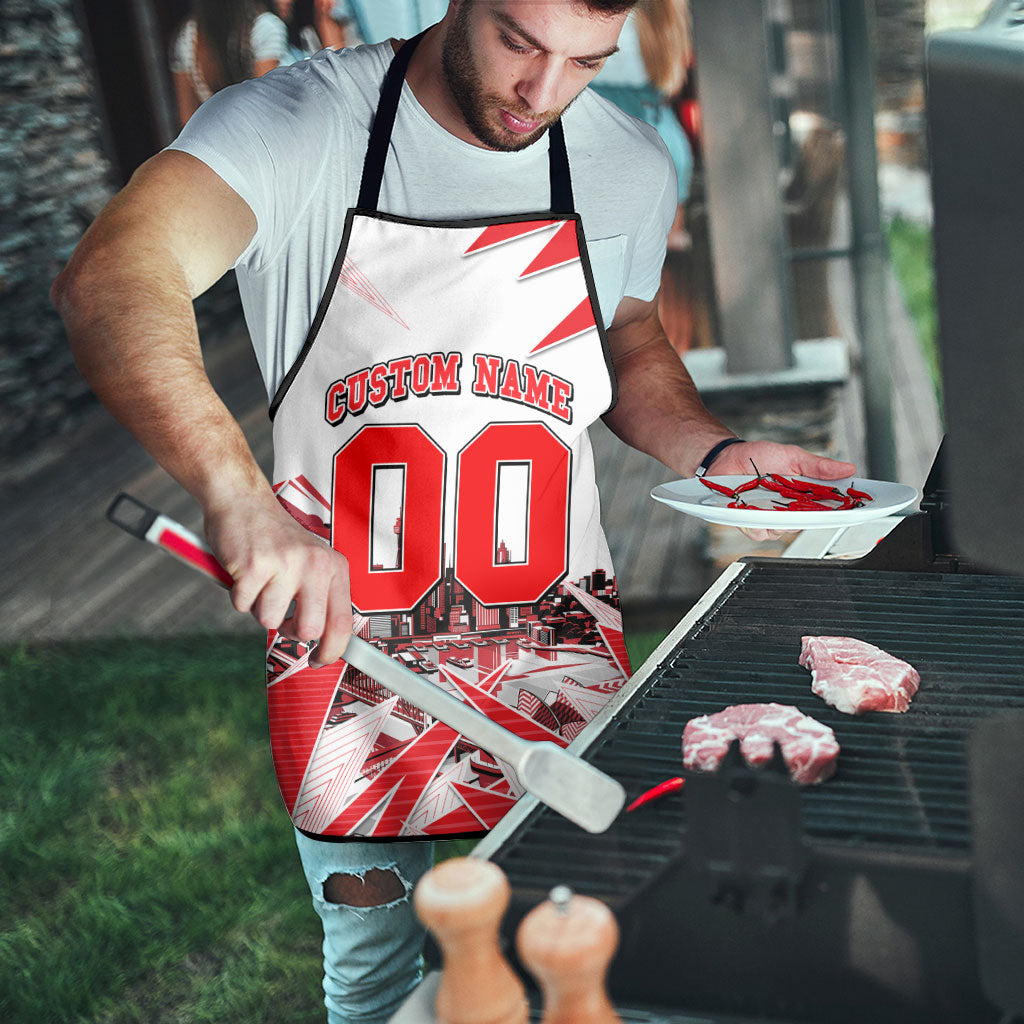 Personalised Sydney Swans Fan Pride Apron Fierce Swan Mascot Graphic Art With Sydney City Skyline