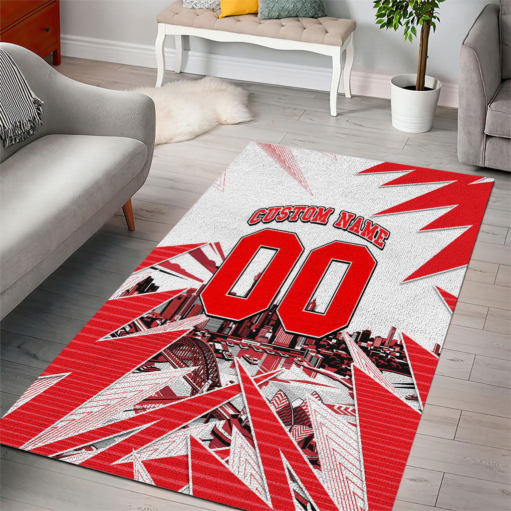 Personalised Sydney Swans Fan Pride Area Rug Fierce Swan Mascot Graphic Art With Sydney City Skyline
