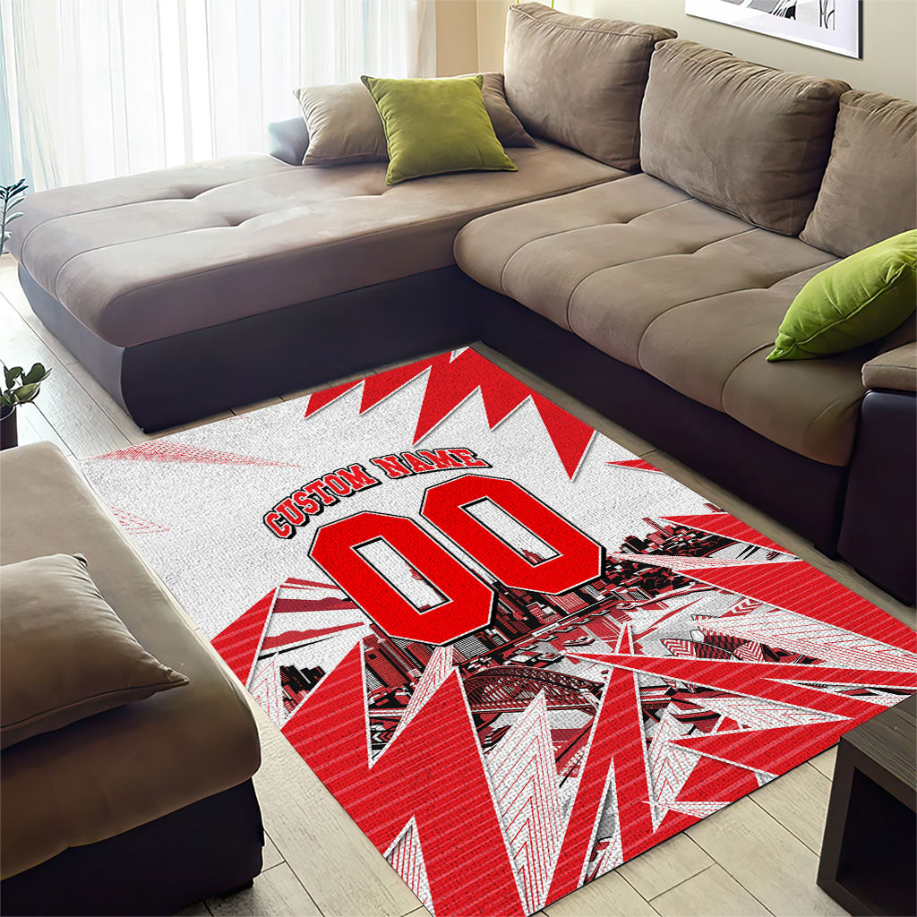 Personalised Sydney Swans Fan Pride Area Rug Fierce Swan Mascot Graphic Art With Sydney City Skyline