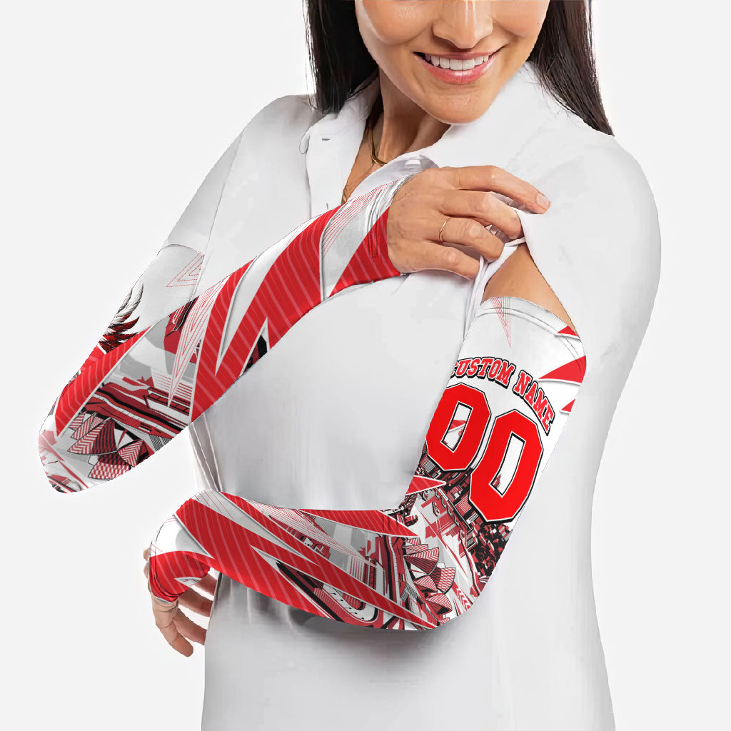 Personalised Sydney Swans Fan Pride Arm Sleeves Fierce Swan Mascot Graphic Art With Sydney City Skyline