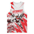 Personalised Sydney Swans Fan Pride Basketball Jersey Fierce Swan Mascot Graphic Art With Sydney City Skyline