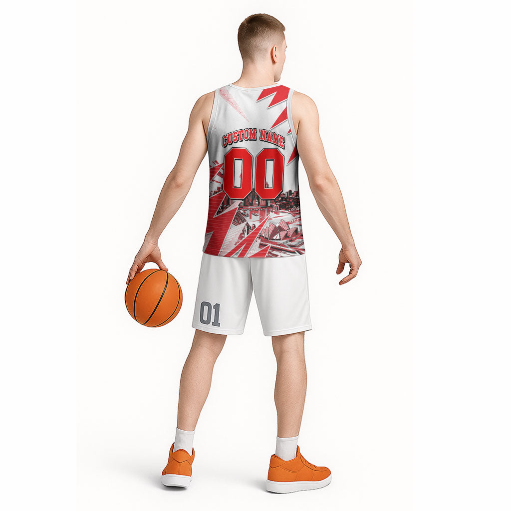 Personalised Sydney Swans Fan Pride Basketball Jersey Fierce Swan Mascot Graphic Art With Sydney City Skyline