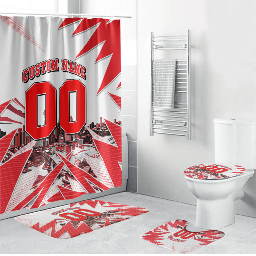 Personalised Sydney Swans Fan Pride Bathroom Set Fierce Swan Mascot Graphic Art With Sydney City Skyline