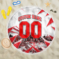 Personalised Sydney Swans Fan Pride Beach Blanket Fierce Swan Mascot Graphic Art With Sydney City Skyline