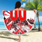Personalised Sydney Swans Fan Pride Beach Blanket Fierce Swan Mascot Graphic Art With Sydney City Skyline