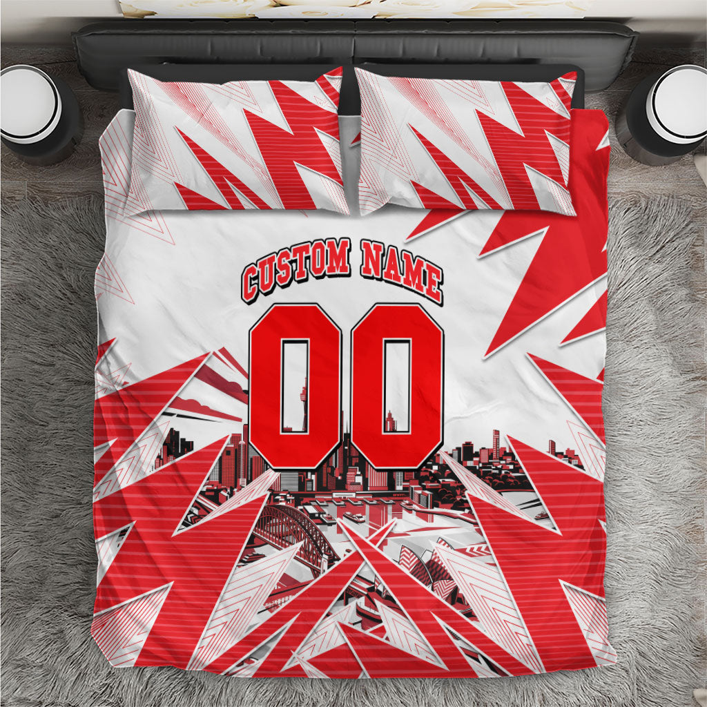 Personalised Sydney Swans Fan Pride Bedding Set Fierce Swan Mascot Graphic Art With Sydney City Skyline