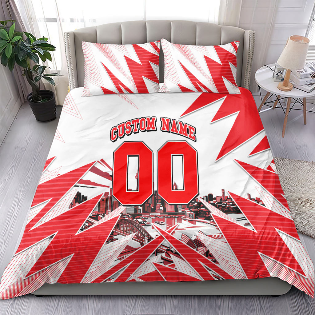 Personalised Sydney Swans Fan Pride Bedding Set Fierce Swan Mascot Graphic Art With Sydney City Skyline