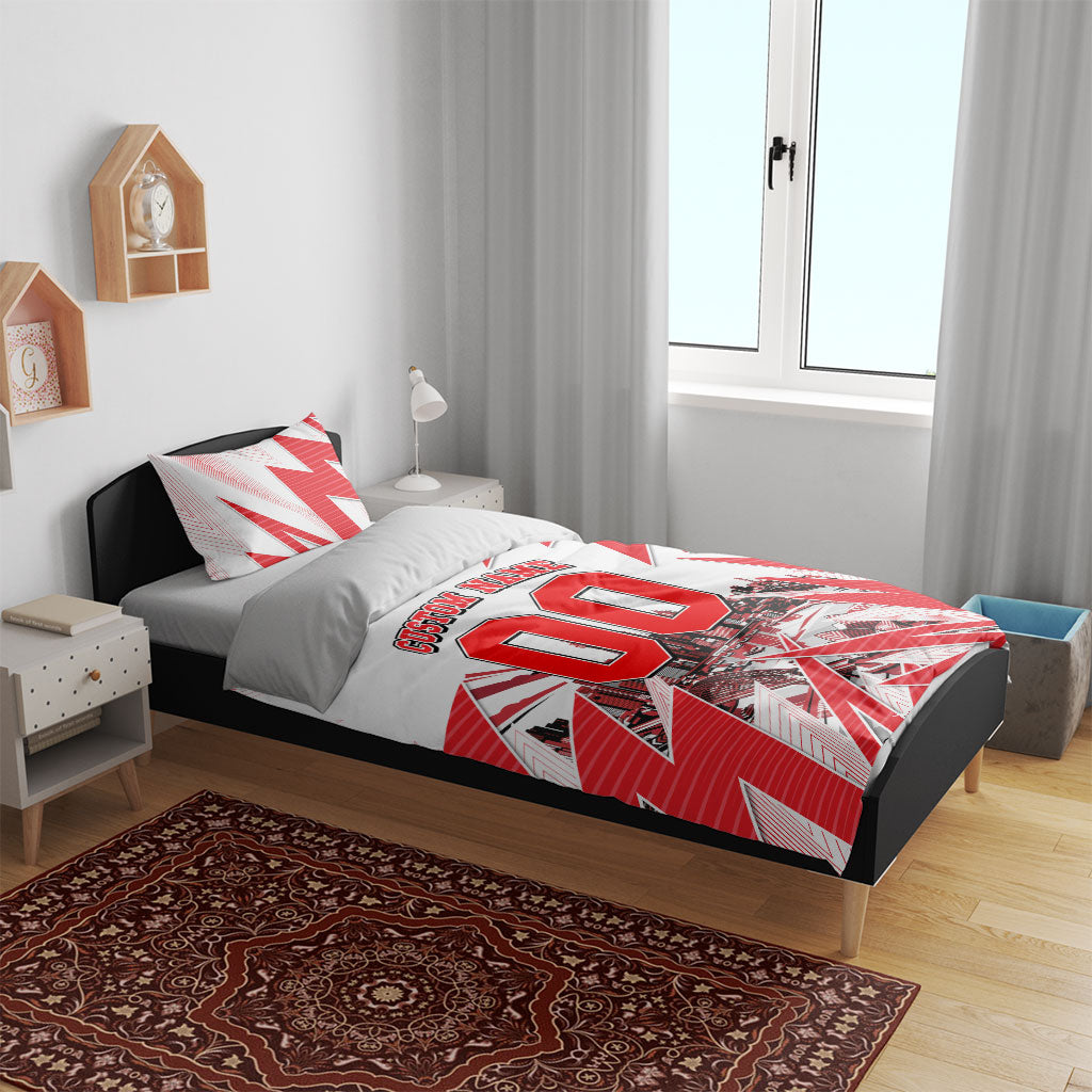 Personalised Sydney Swans Fan Pride Bedding Set Fierce Swan Mascot Graphic Art With Sydney City Skyline