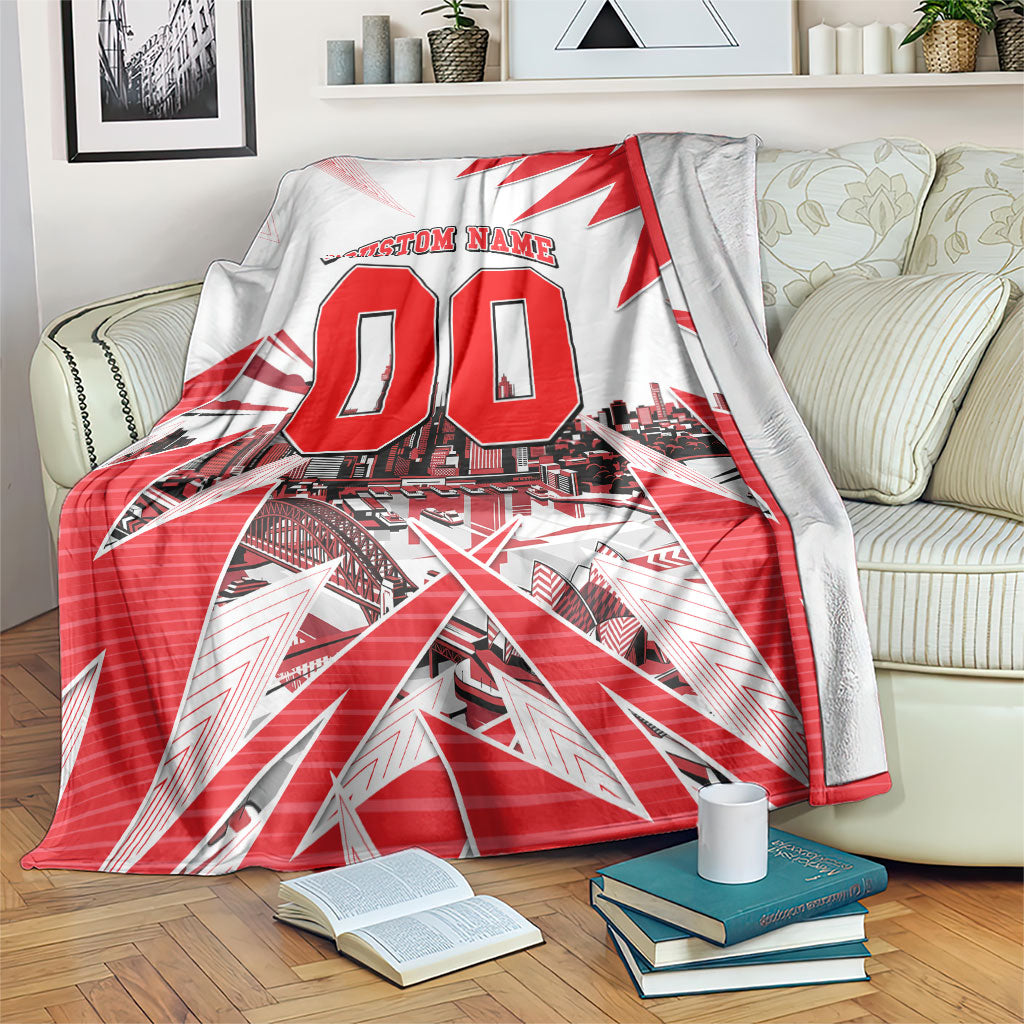 Personalised Sydney Swans Fan Pride Blanket Fierce Swan Mascot Graphic Art With Sydney City Skyline