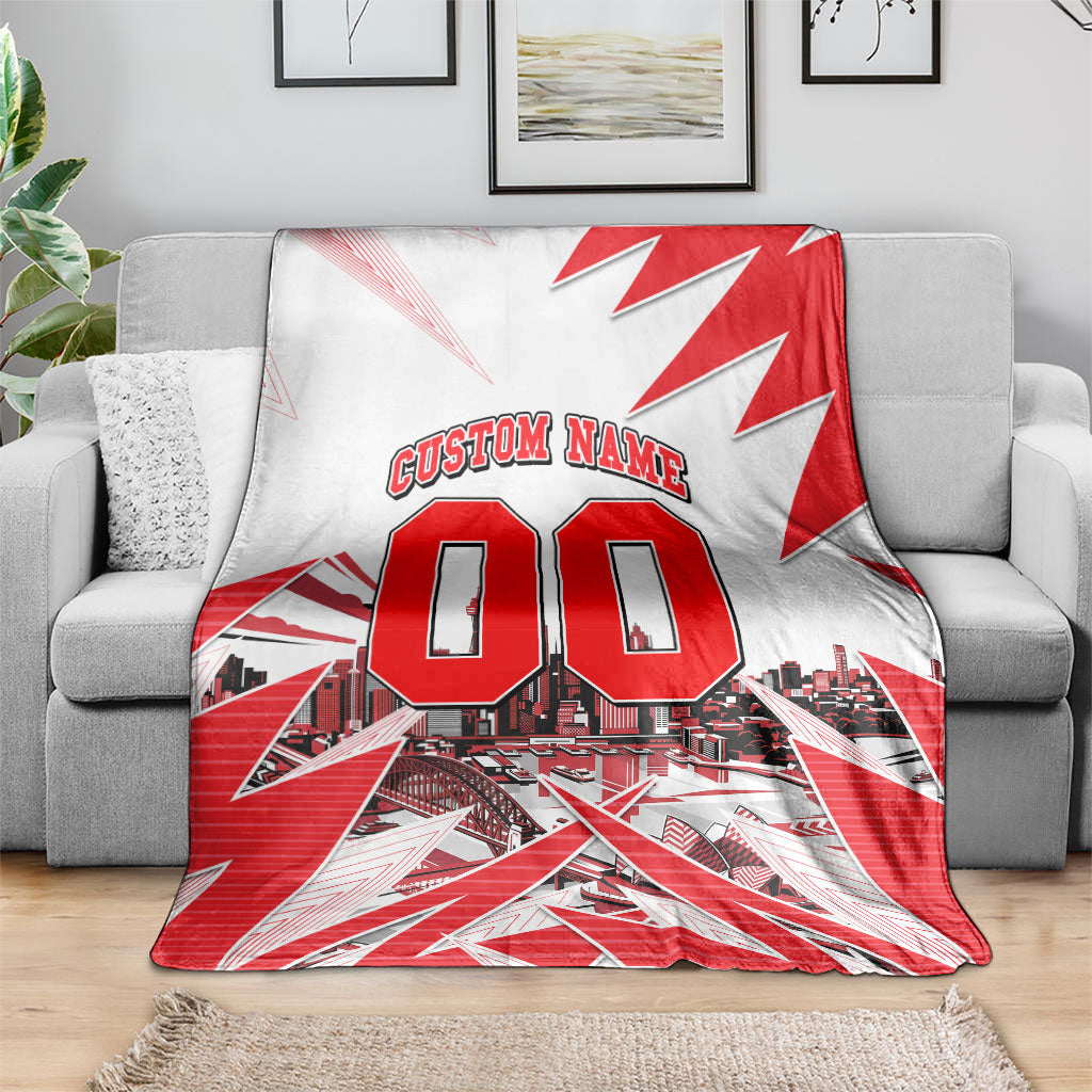 Personalised Sydney Swans Fan Pride Blanket Fierce Swan Mascot Graphic Art With Sydney City Skyline