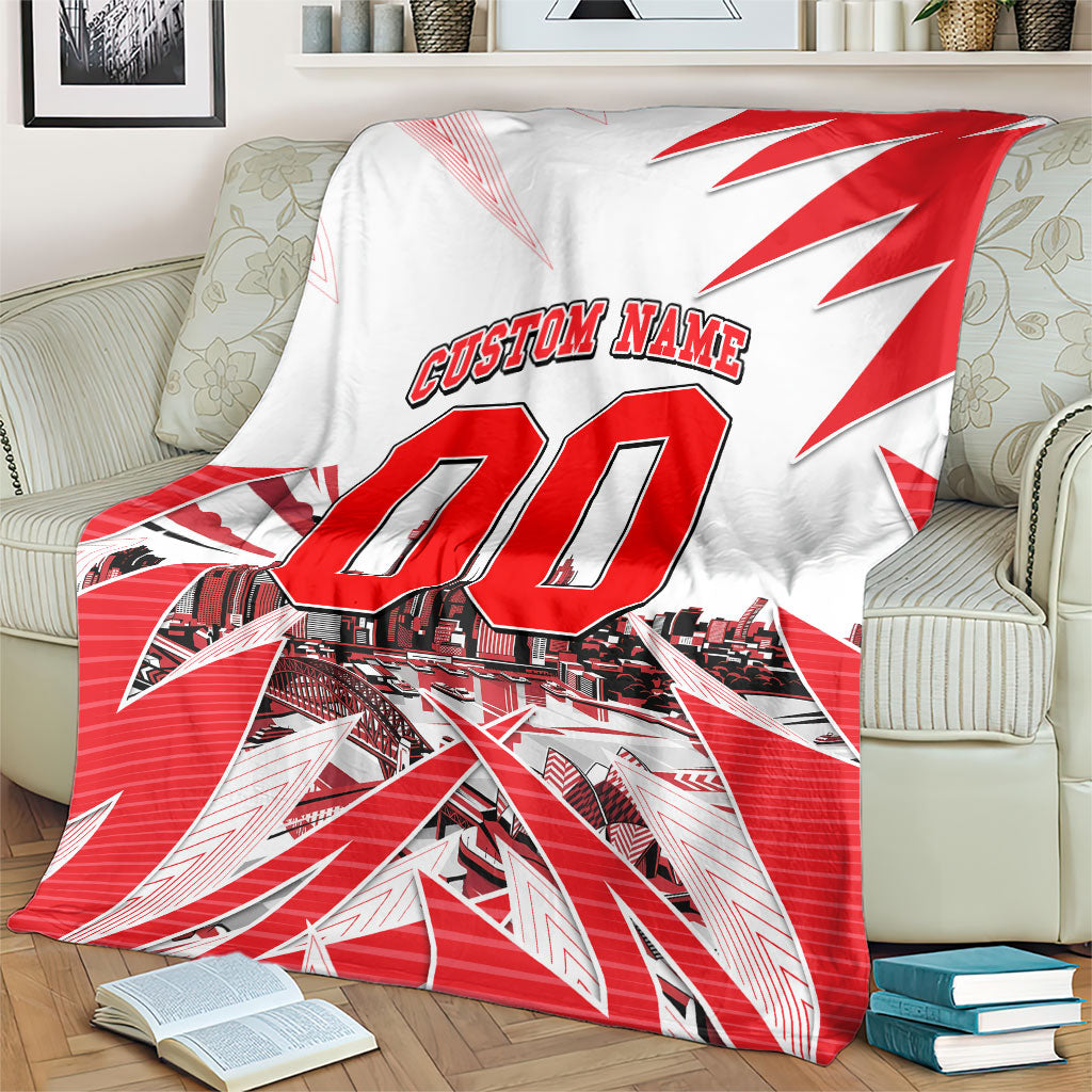 Personalised Sydney Swans Fan Pride Blanket Fierce Swan Mascot Graphic Art With Sydney City Skyline