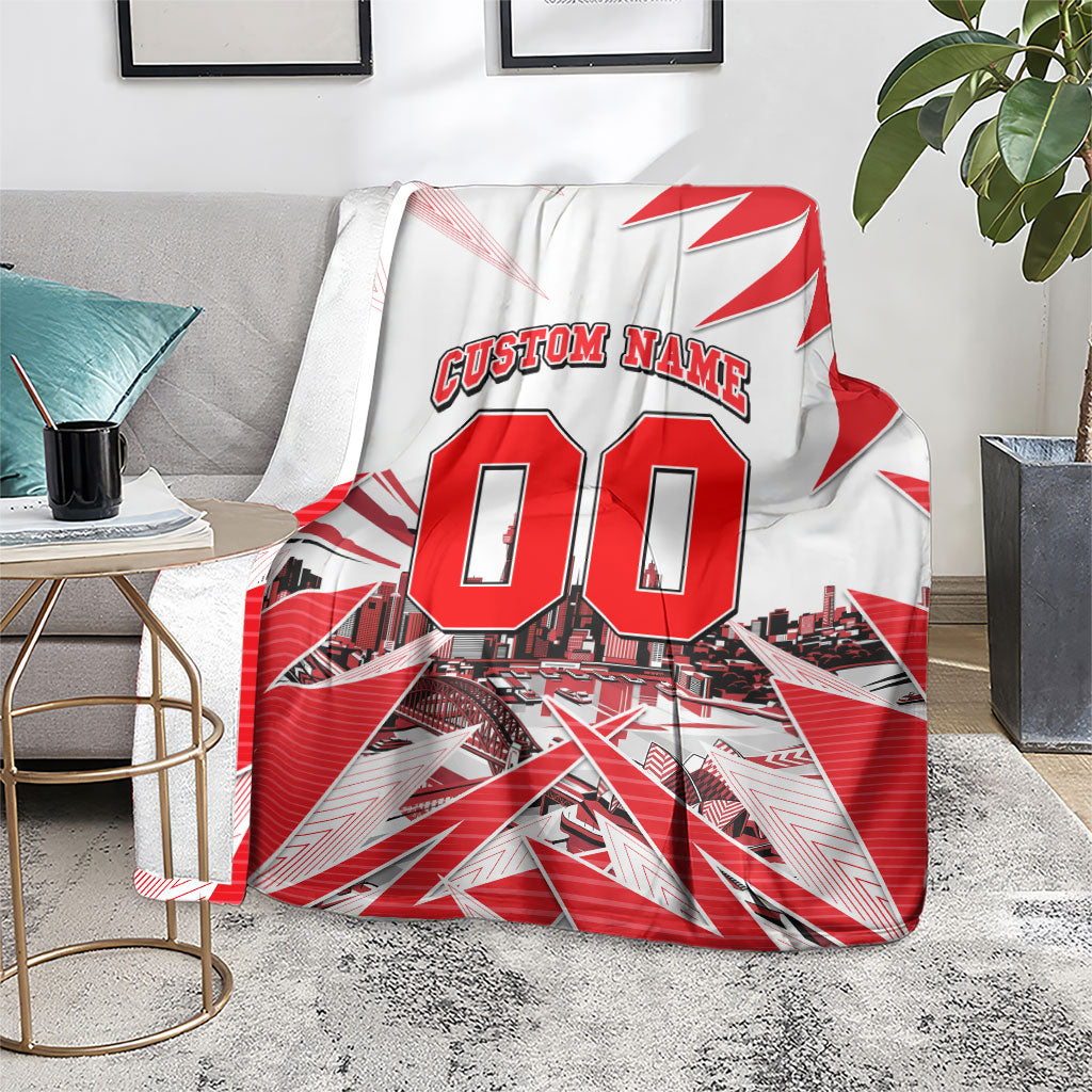 Personalised Sydney Swans Fan Pride Blanket Fierce Swan Mascot Graphic Art With Sydney City Skyline