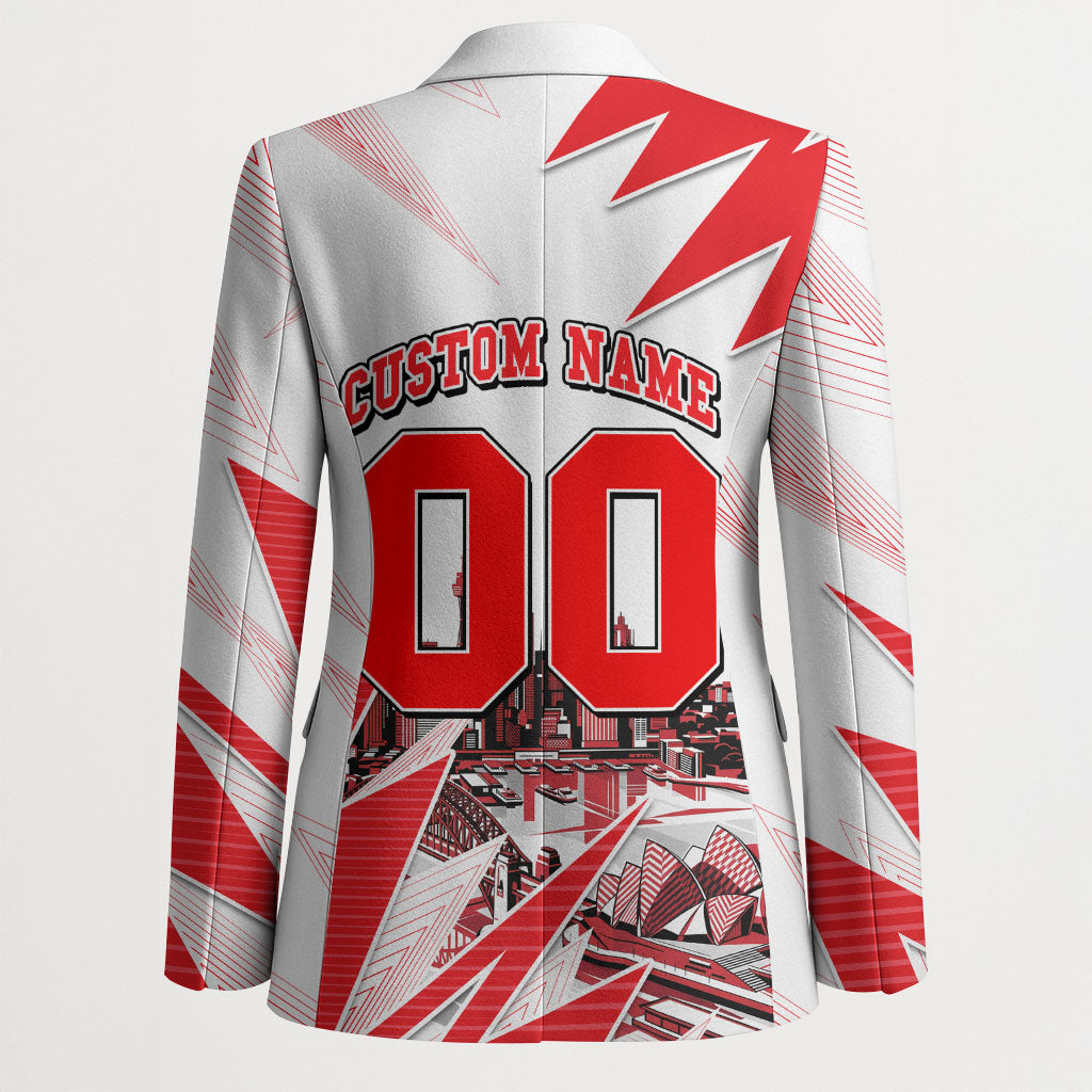 Personalised Sydney Swans Fan Pride Blazer Fierce Swan Mascot Graphic Art With Sydney City Skyline