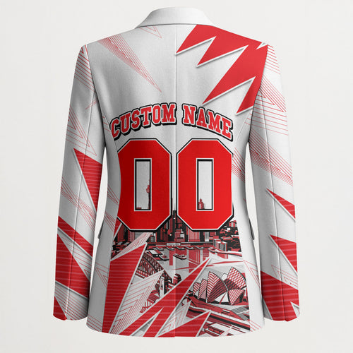 Personalised Sydney Swans Fan Pride Blazer Fierce Swan Mascot Graphic Art With Sydney City Skyline