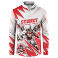 Personalised Sydney Swans Fan Pride Button Sweatshirt Fierce Swan Mascot Graphic Art With Sydney City Skyline