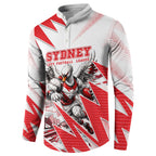 Personalised Sydney Swans Fan Pride Button Sweatshirt Fierce Swan Mascot Graphic Art With Sydney City Skyline