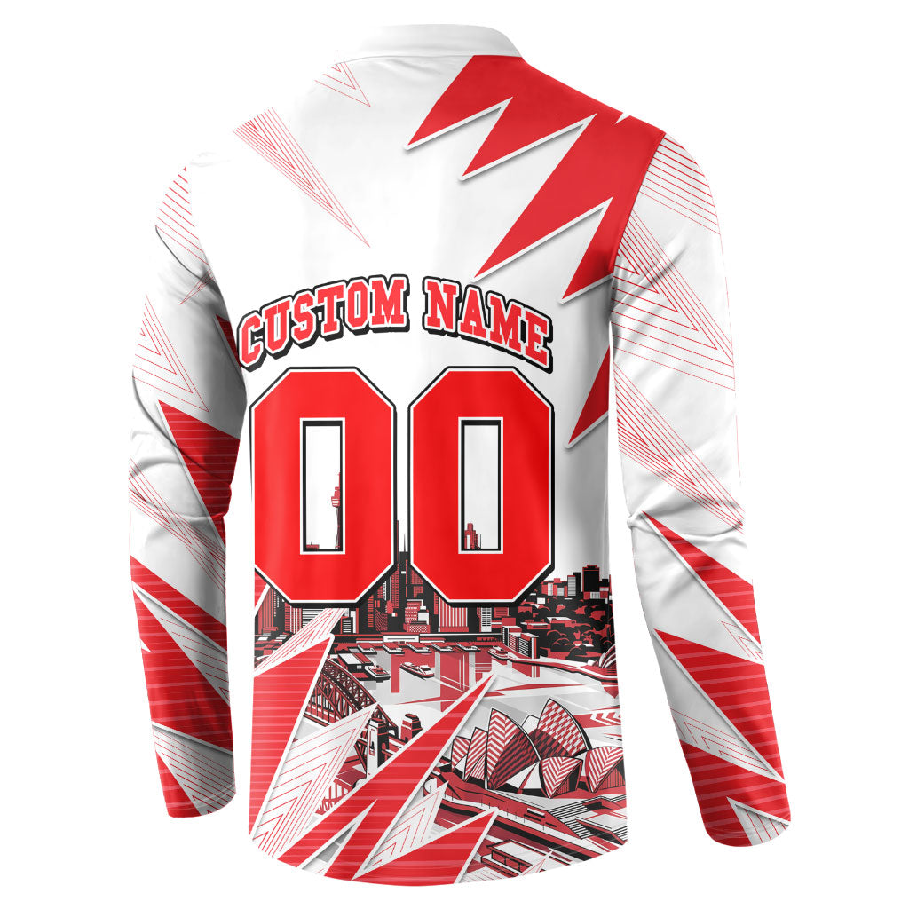 Personalised Sydney Swans Fan Pride Button Sweatshirt Fierce Swan Mascot Graphic Art With Sydney City Skyline