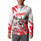 Personalised Sydney Swans Fan Pride Button Sweatshirt Fierce Swan Mascot Graphic Art With Sydney City Skyline