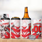 Personalised Sydney Swans Fan Pride 4 in 1 Can Cooler Tumbler Fierce Swan Mascot Graphic Art With Sydney City Skyline
