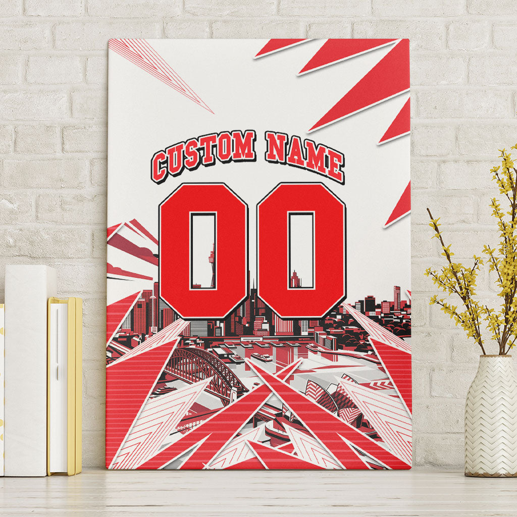 Personalised Sydney Swans Fan Pride Canvas Wall Art Fierce Swan Mascot Graphic Art With Sydney City Skyline