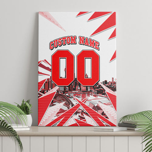 Personalised Sydney Swans Fan Pride Canvas Wall Art Fierce Swan Mascot Graphic Art With Sydney City Skyline