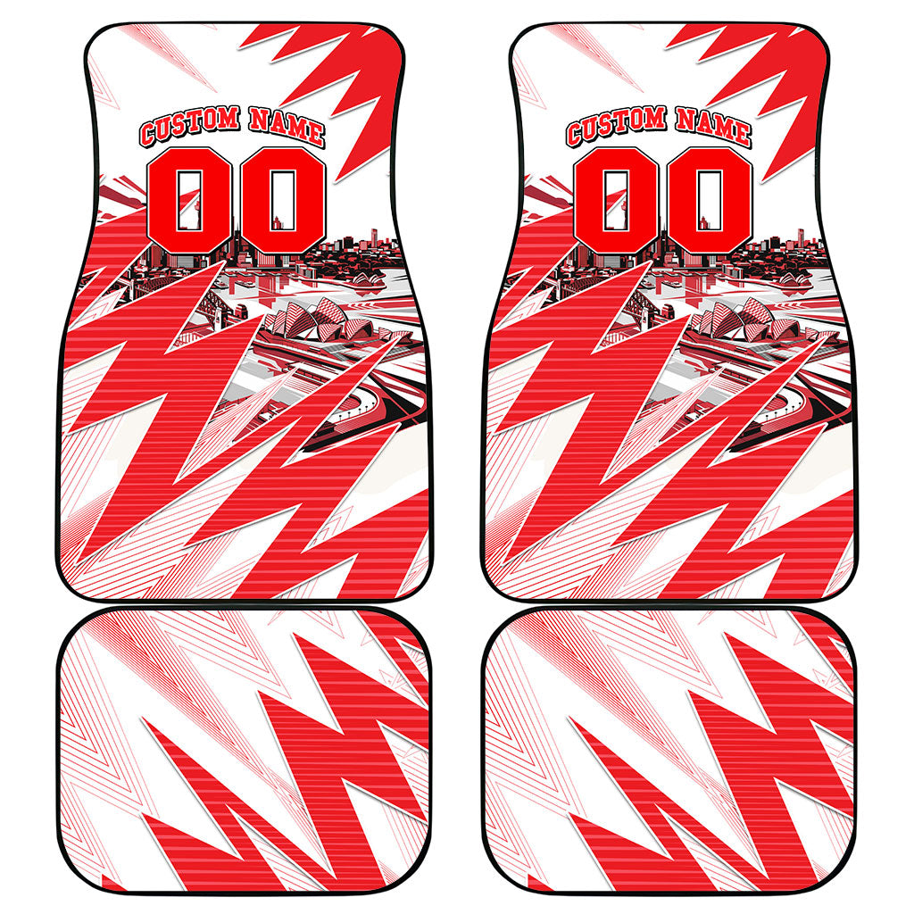 Personalised Sydney Swans Fan Pride Car Mats Fierce Swan Mascot Graphic Art With Sydney City Skyline