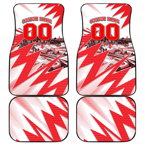 Personalised Sydney Swans Fan Pride Car Mats Fierce Swan Mascot Graphic Art With Sydney City Skyline