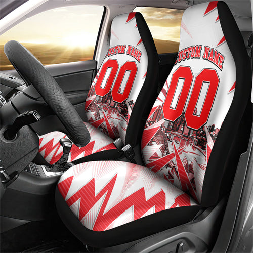 Personalised Sydney Swans Fan Pride Car Seat Cover Fierce Swan Mascot Graphic Art With Sydney City Skyline