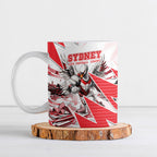 Personalised Sydney Swans Fan Pride Ceramic Mug Fierce Swan Mascot Graphic Art With Sydney City Skyline