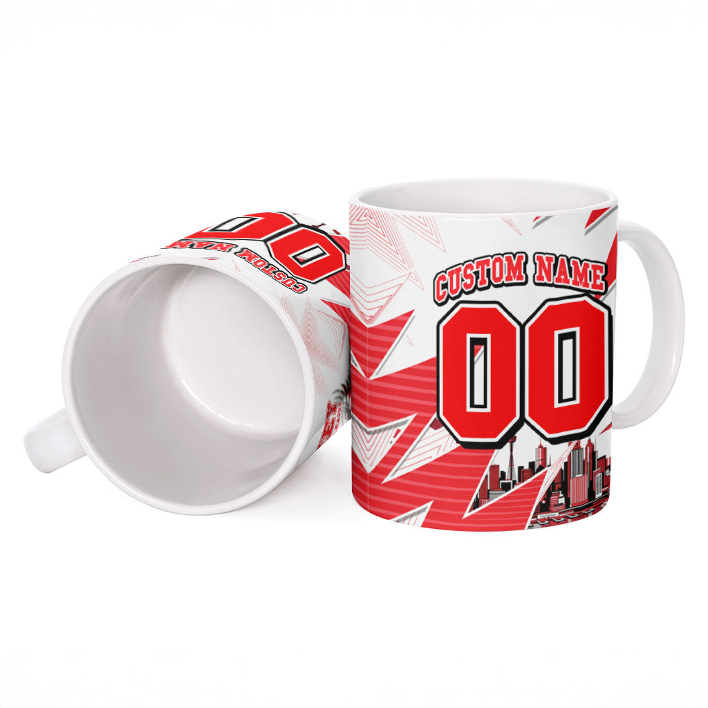 Personalised Sydney Swans Fan Pride Ceramic Mug Fierce Swan Mascot Graphic Art With Sydney City Skyline