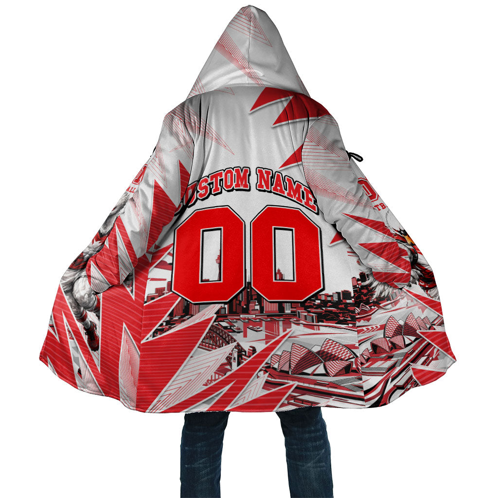 Personalised Sydney Swans Fan Pride Cloak Fierce Swan Mascot Graphic Art With Sydney City Skyline
