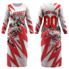 Personalised Sydney Swans Fan Pride Couples Matching Long Sleeve Bodycon Dress and Hawaiian Shirt Fierce Swan Mascot Graphic Art With Sydney City Skyline