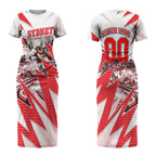 Personalised Sydney Swans Fan Pride Couples Matching Short Sleeve Bodycon Dress and Long Sleeve Button Shirt Fierce Swan Mascot Graphic Art With Sydney City Skyline