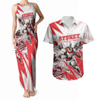 Personalised Sydney Swans Fan Pride Couples Matching Tank Maxi Dress and Hawaiian Shirt Fierce Swan Mascot Graphic Art With Sydney City Skyline