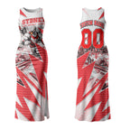 Personalised Sydney Swans Fan Pride Couples Matching Tank Maxi Dress and Long Sleeve Button Shirt Fierce Swan Mascot Graphic Art With Sydney City Skyline