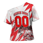 Personalised Sydney Swans Fan Pride Cross Shoulder Shirt Fierce Swan Mascot Graphic Art With Sydney City Skyline