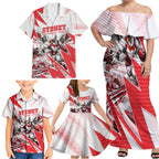 Personalised Sydney Swans Fan Pride Family Matching Off Shoulder Maxi Dress and Hawaiian Shirt Fierce Swan Mascot Graphic Art With Sydney City Skyline