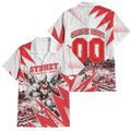 Personalised Sydney Swans Fan Pride Family Matching Off Shoulder Maxi Dress and Hawaiian Shirt Fierce Swan Mascot Graphic Art With Sydney City Skyline