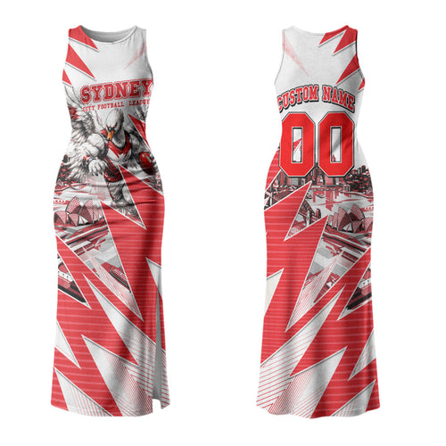 Personalised Sydney Swans Fan Pride Family Matching Tank Maxi Dress and Hawaiian Shirt Fierce Swan Mascot Graphic Art With Sydney City Skyline